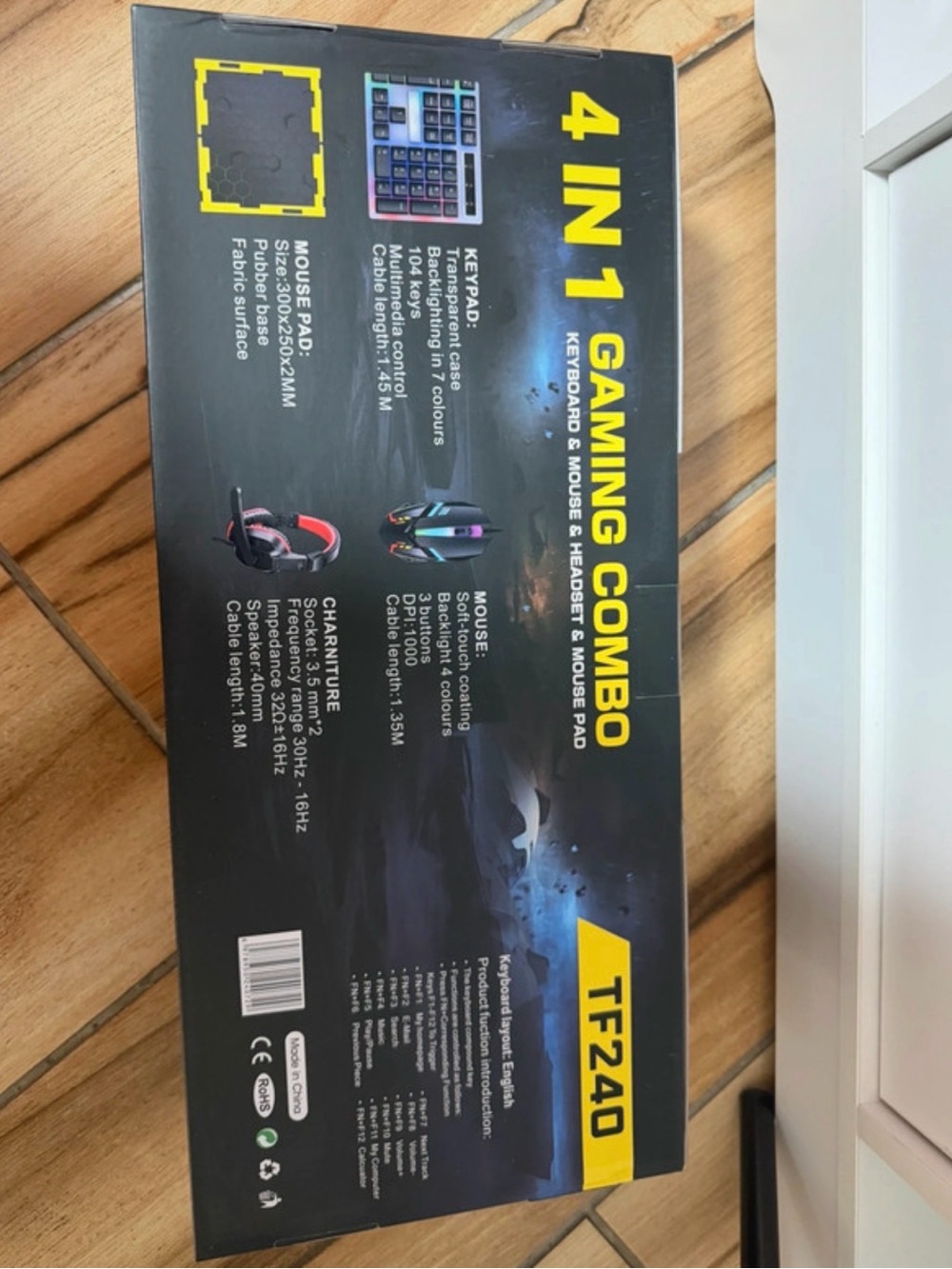 4-in-1 Gaming Combo – Black RGB Keyboard, Mouse, Headset & Mouse Pad